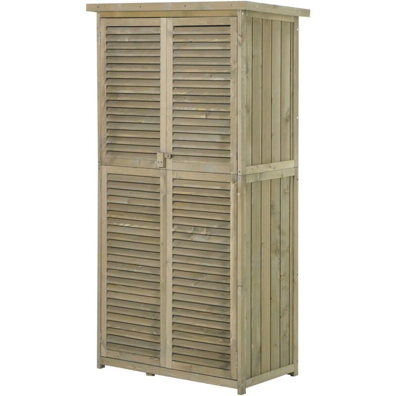 Outsunny - Armoire de jardin abri jardin remise pour outils sur pied dim. 79L x 42l x 160H cm 2 étagères portes persiennes toit bitumé étanche bois
