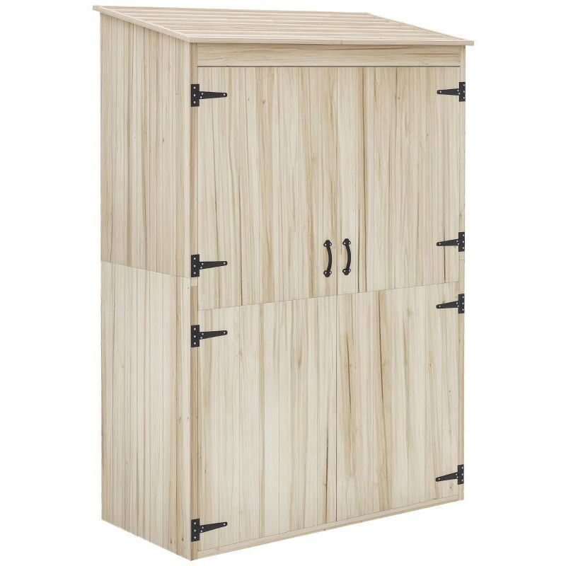 Armoire de jardin armoire de rangement en bois 2 étagères 2 portes toit incliné 120 x 57 x 183 cm bois naturel