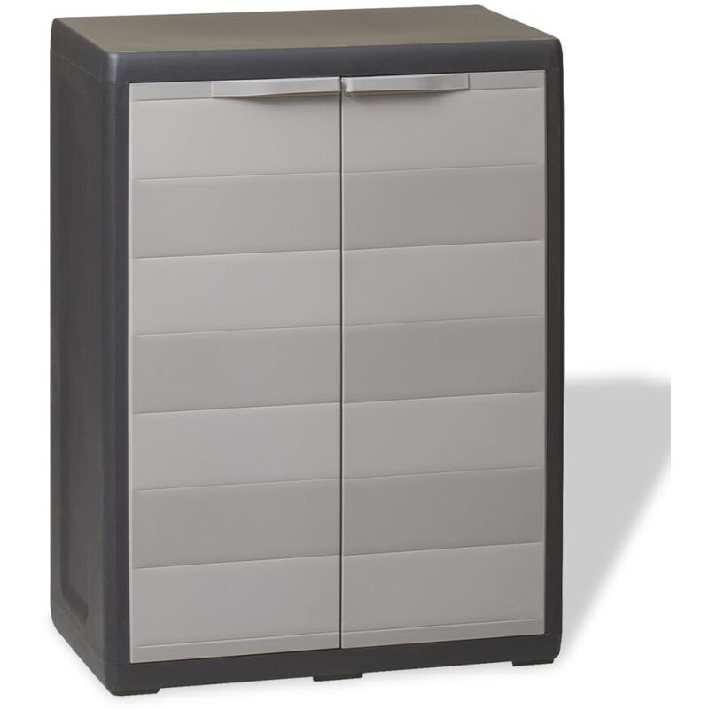 Armoire de jardin Armoire de rangement - Meuble de Rangement avec 1 étagère Noir et gris BV648930 Bonnevie Gris