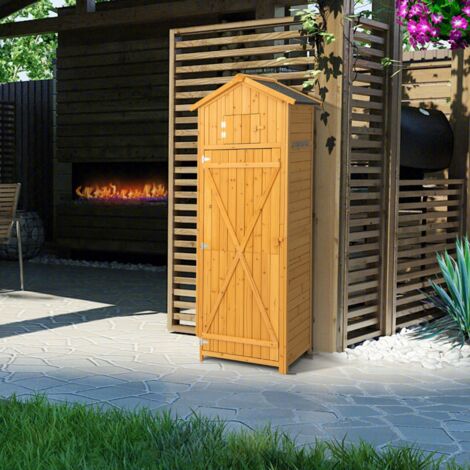 Armoire de Jardin Bois Imperméable Abri Jardin Table Pliable Étagères 75x50x180,5CM CWXT5115 DESIGN IN