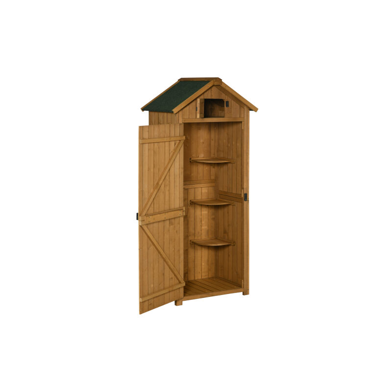 Armoire de jardin cabane de jardin cabane de jardin avec étagères cabane à outils toit en asphalte fenêtre bois jaune + vert 77 X 54,2 x 179 cm