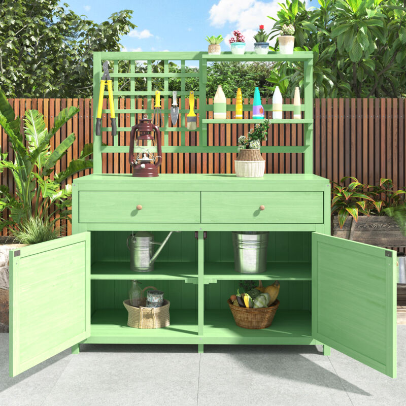 Armoire de jardin en bois avec étagères extérieur- 105 x 44 x 142 cm - vert