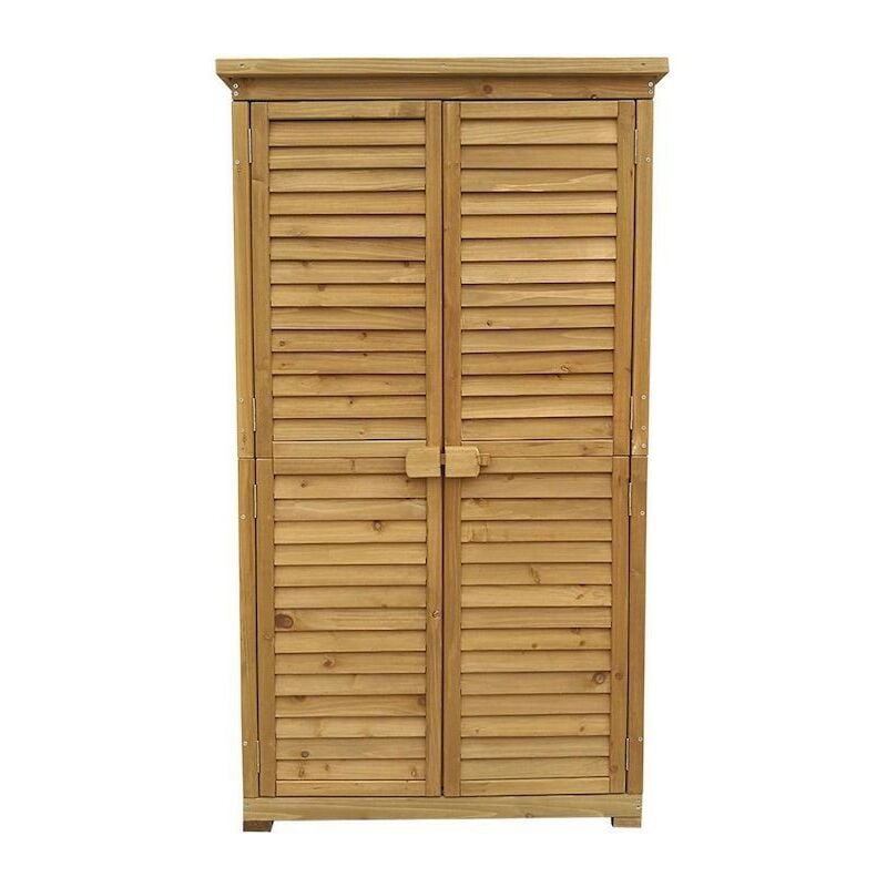 Armoire de jardin en bois d'épicéa avec portes à lamelles 870x465x1600mm et toit bitumé