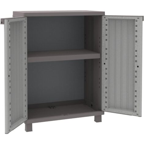 Armoire de jardin en polypropylène effet bois – 2 portes – Dimensions 68x39x91,5 cm – Résistante aux intempéries – Rangement extérieur – Terry - cm68x39xh91