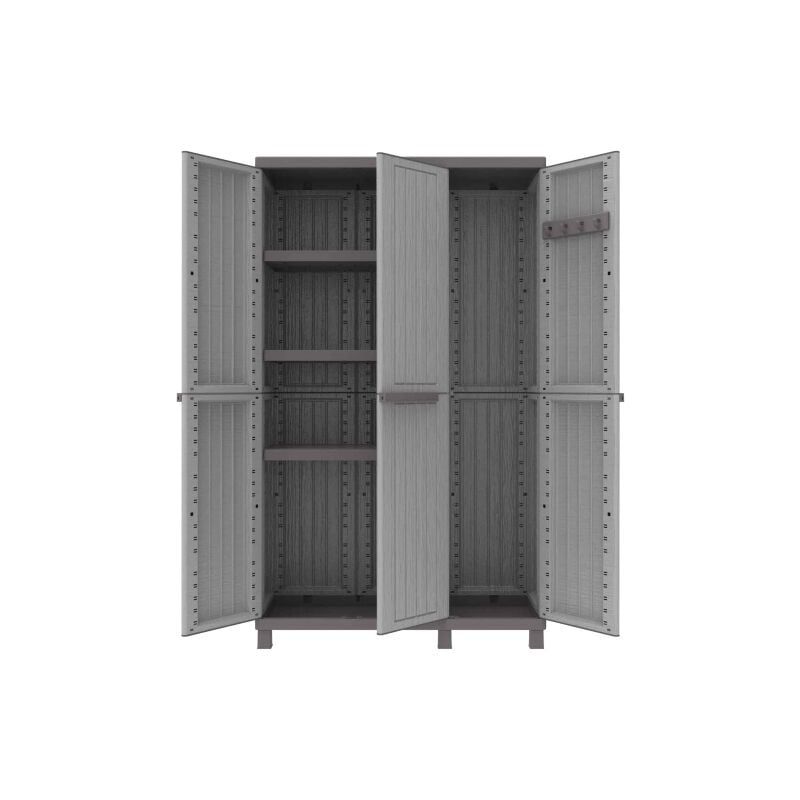 Cwood armoire a' balais polyvalente en polypropyle'ne avec 3 portes effet bois cm102X39X170H pour l'exte'rieur - Terry