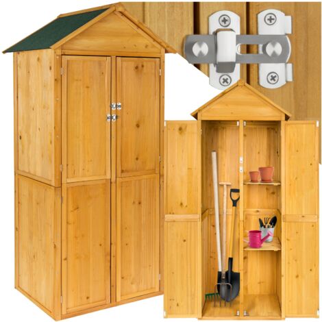 Tectake – Armoire de jardin en bois de pin 80,5 x 60 x 213,5 cm – Résistante aux intempéries – Accès par 2 portes verrouillables – Montage facile