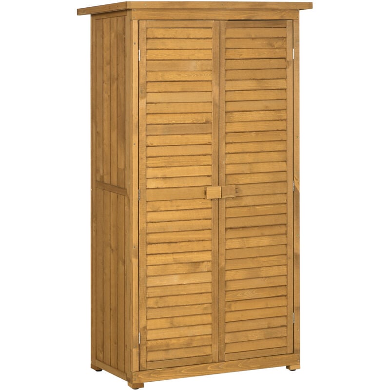 Outsunny - Armoire de jardin abri jardin remise pour outils sur pied 2 étagères portes persiennes toit bitumé étanche bois sapin pré-huilé
