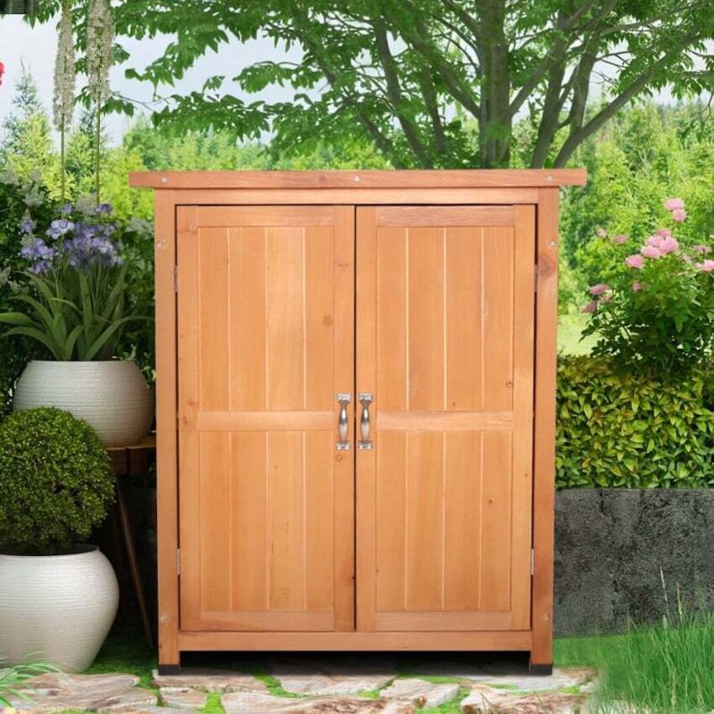 Armoire de jardin en bois terrasse rangement 74x43x88cm Gadwall