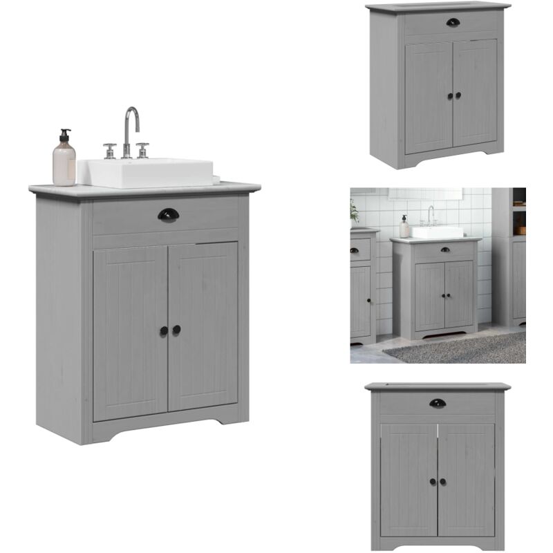 Armoire de lavabo de salle de bain bodo gris 70x35x80 cm - Armoire Lavabo De Salle De Bain - Armoires Lavabo De Salle De Bain - Meuble De Lavabo De