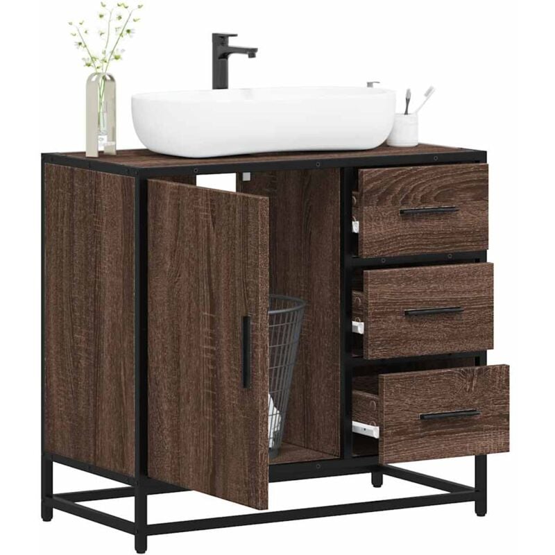 Vidaxl - Armoire de lavabo de salle de bain chêne marron 65x33x60 cm