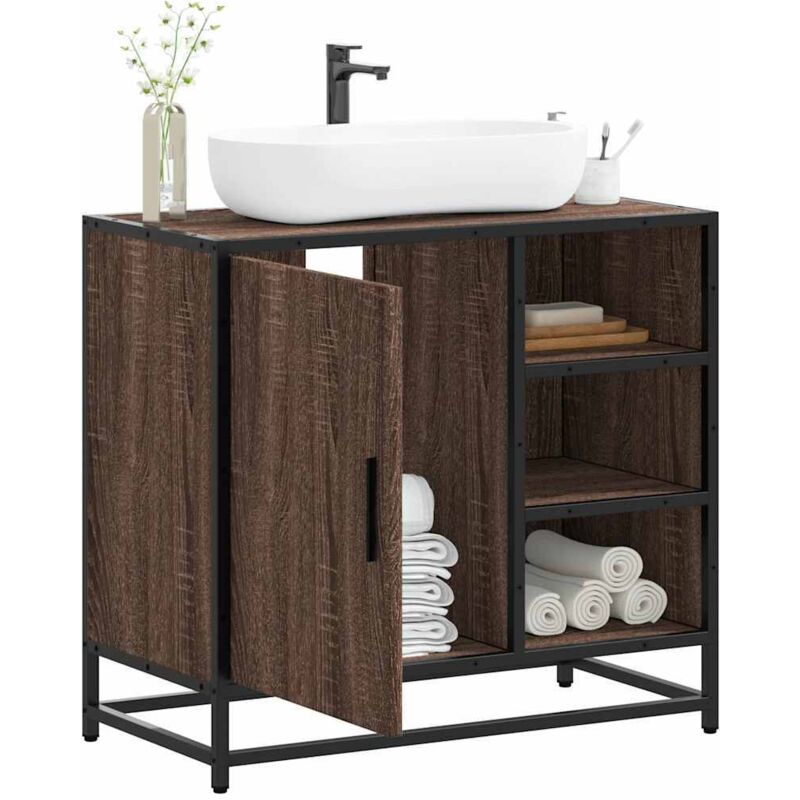 Vidaxl - Armoire de lavabo de salle de bain chêne marron 65x33x60 cm
