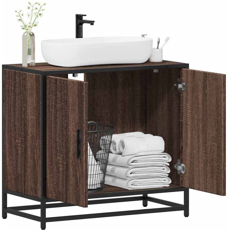 Vidaxl - Armoire de lavabo de salle de bain chêne marron 65x33x60 cm