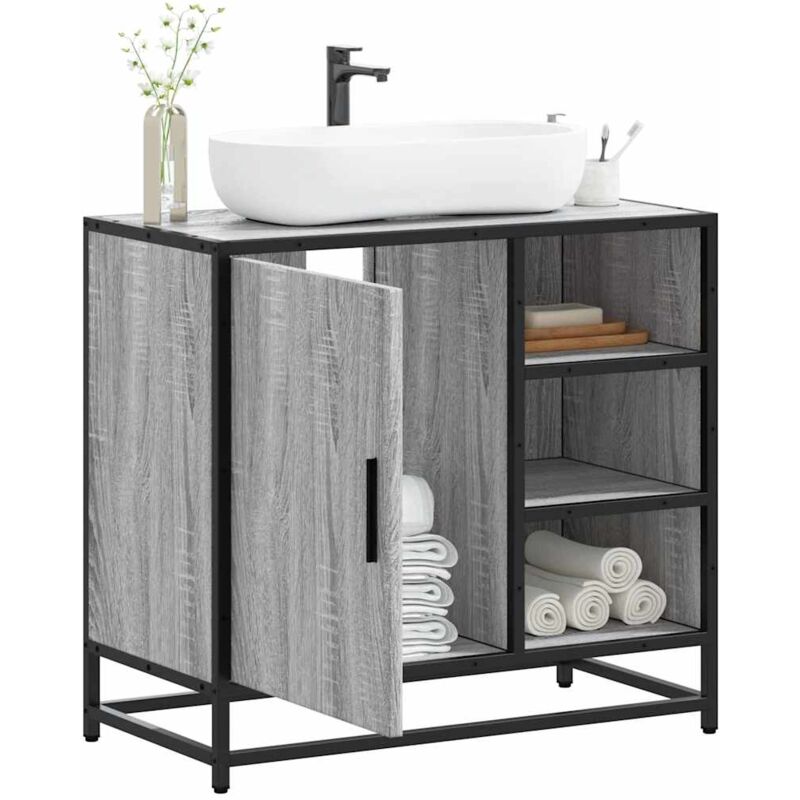 Vidaxl - Armoire de lavabo de salle de bain sonoma gris 65x33x60 cm