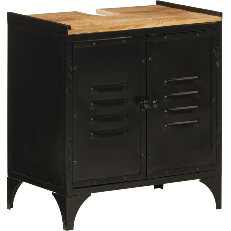 Armoire de lavabo de salle de bain fer et bois de manguier