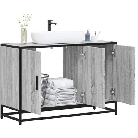 Armoire de lavabo-Meuble de salle de bain sonoma gris 90x33x60 cm 546872