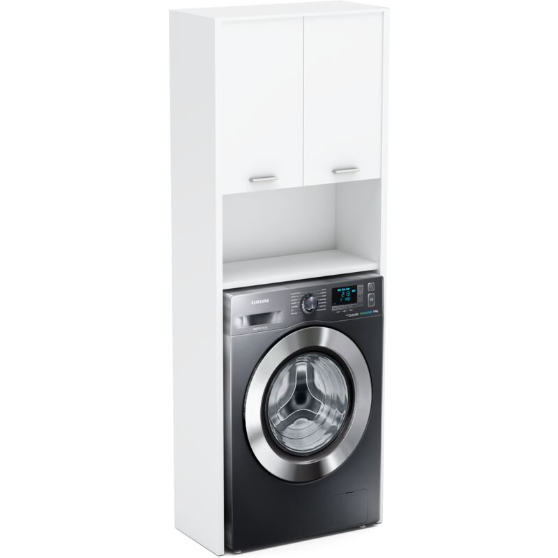 Armoire de machine à laver blanche mate, armoire de salle de bain debout, piédestal de salle de bain