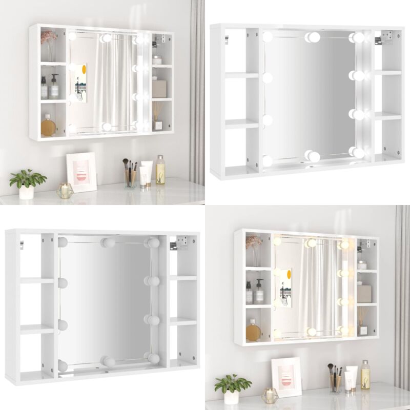 Vidaxl - Armoire de miroir avec led Blanc brillant 76x15x55 cm - Armoire De Miroir - Meuble De Rangement - Armoire à Maquillage - Éclairage Led
