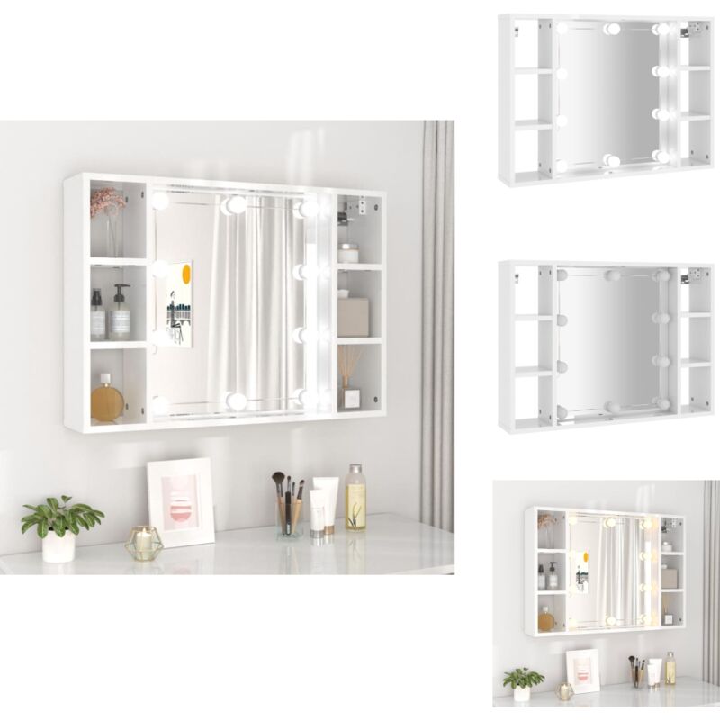 Vidaxl - Armoire de miroir avec led Blanc brillant 76x15x55 cm - Armoire De Miroir - Meuble De Rangement - Armoire à Maquillage - Éclairage Led