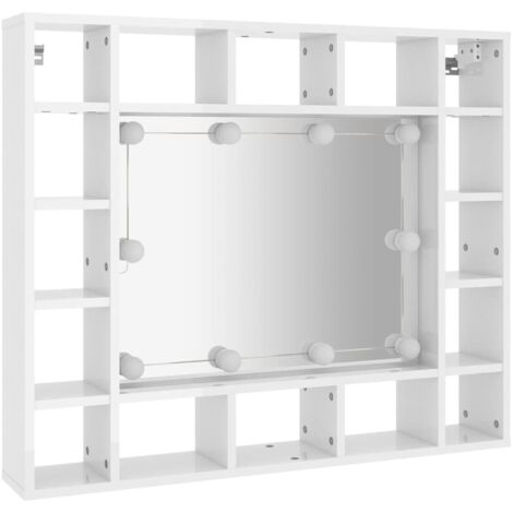 vidaXL Armoire à Miroir avec LED 91x15x76,5 cm Salle de Bains Multicolore