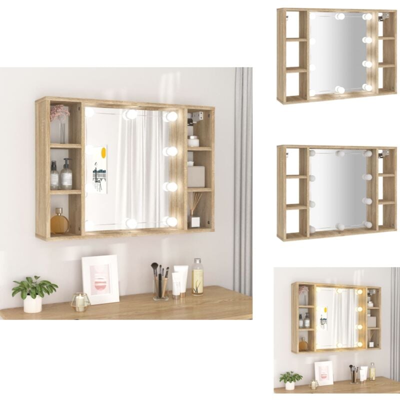 Vidaxl - Armoire de miroir avec led Chêne sonoma 76x15x55 cm - Armoire De Miroir - Meuble De Rangement - Armoire à Maquillage - Éclairage Led
