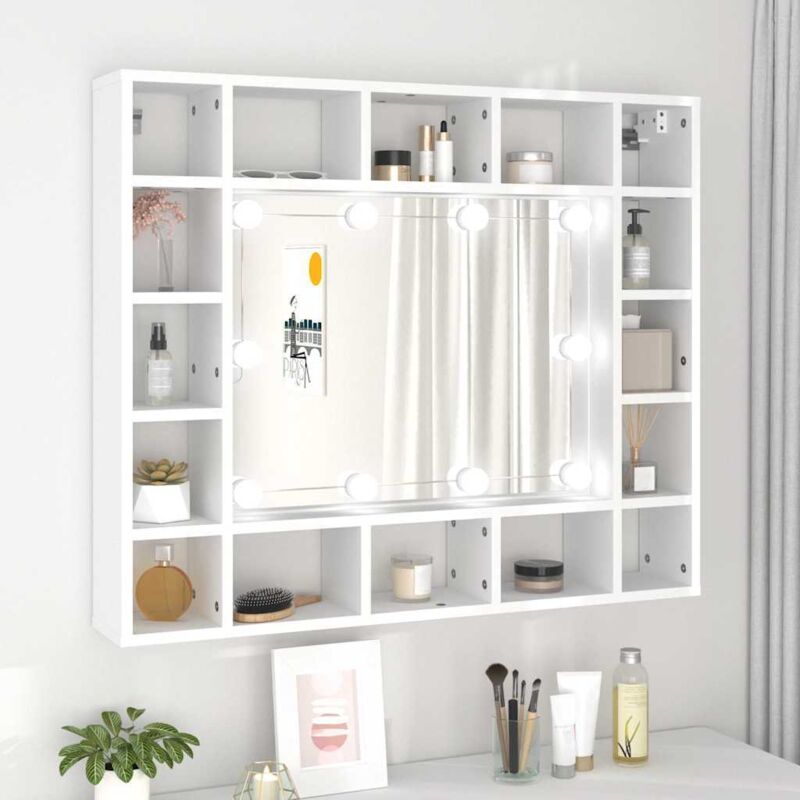 Armoire de miroir avec led Blanc 91x15x76,5 cm