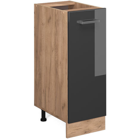 Armoire de pharmacie R-Line, Anthracite Haute brillance, 30 cm sans plan de travail, Vicco
