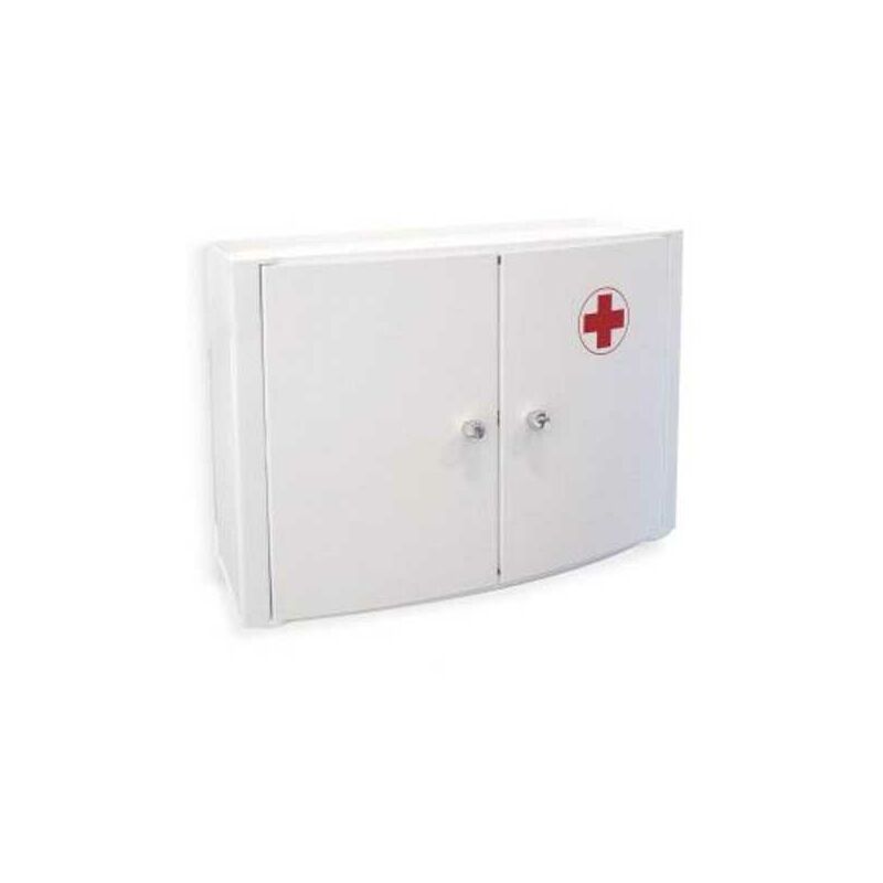 Armoire à pharmacie murale 2 portes 46x15,5x32 cm – Plastique haute qualité – Charge max 8 kg – 3 étagères réglables – Ta-Tay