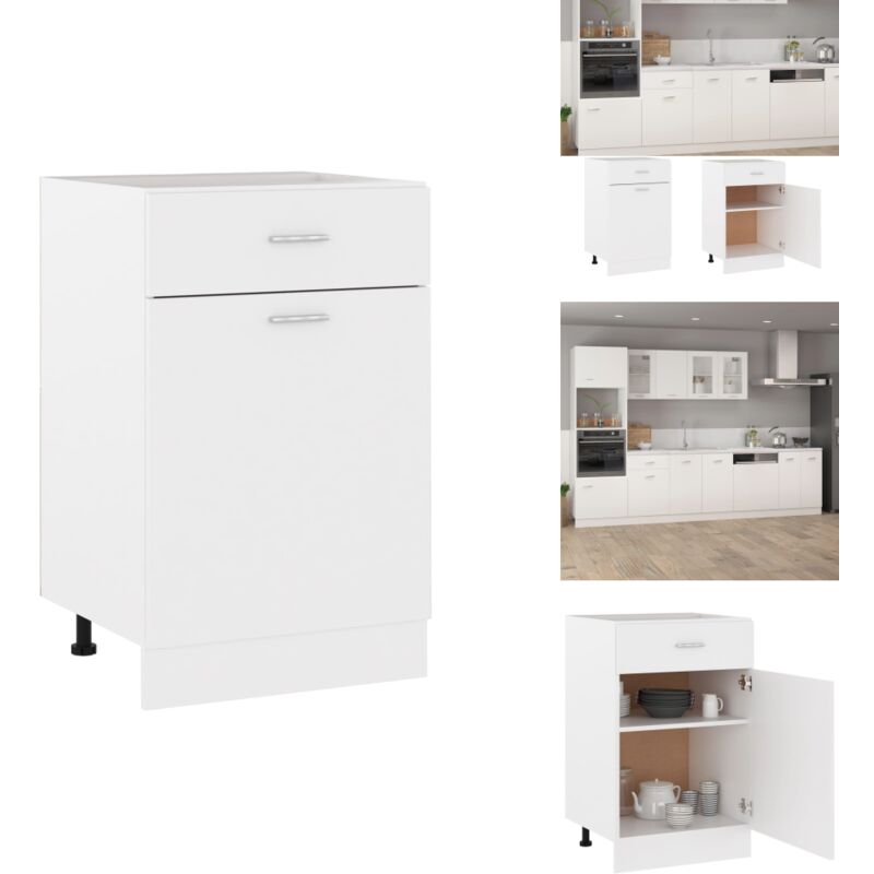 Armoire de plancher à tiroir Blanc 50x46x81,5cm Bois ingénierie - Meuble De Cuisine - Armoire De Cuisine - Rangement Cuisine - Armoire à Tiroir