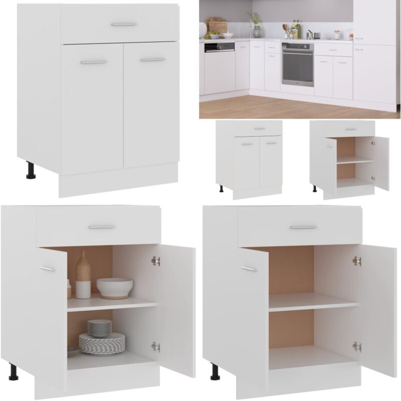 Vidaxl - Armoire de plancher à tiroir Blanc 60x46x81,5cm Bois ingénierie - Armoire De Cuisine - Meuble De Rangement - Armoire Blanche - Armoire à