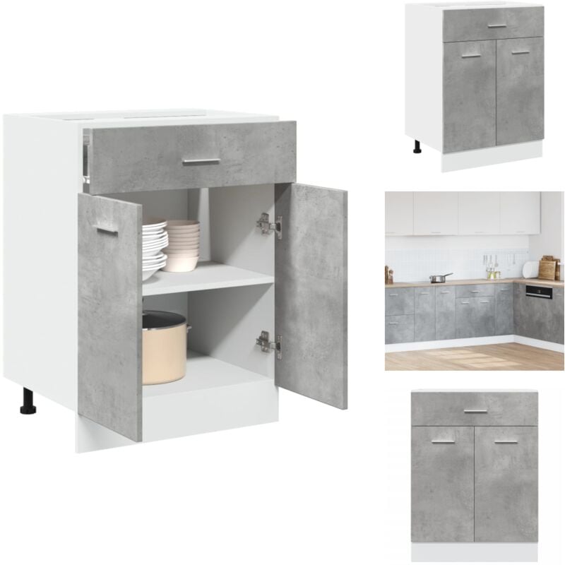Armoire de plancher à tiroir Gris béton 60x46x81,5 cm Aggloméré - Armoire De Plancher à Tiroir - Armoires De Plancher à Tiroir - Armoire De Cuisine