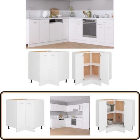 Armoire de plancher d'angle blanc 75,5x75,5x81,5 cm bois - Armoire De Cuisine - Meuble De Cuisine - Rangement Cuisine - Placard De Cuisine - Armoire Angle
