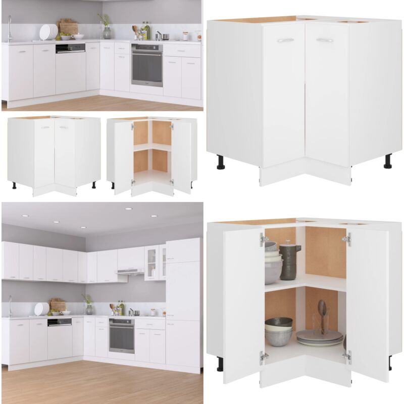 Vidaxl - Armoire de plancher d'angle blanc 75,5x75,5x81,5 cm bois - Armoire De Cuisine - Meuble De Cuisine - Rangement Cuisine - Placard De Cuisine