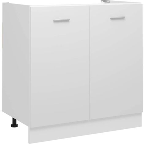 Armoire de plancher d'évier Elément bas de cuisine - Meuble de cuisine bas Blanc 80x46x81,5 cm Aggloméré Chic-697588