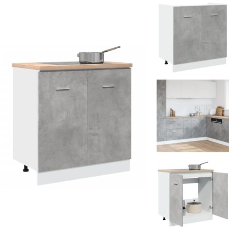 Armoire de plancher d'évier gris béton 80x46x81,5 cm - Armoire De Plancher D'évier - Armoires De Plancher D'évier - Armoire De Cuisine - Placard De Cuisine