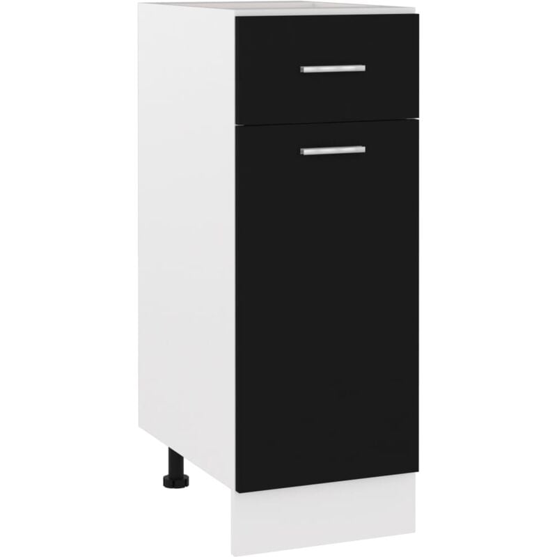 Armoire de plancher à tiroir Armoire de cuisine Meuble bas de Cuisine Noir 30x46x81,5 cm Aggloméré 33357