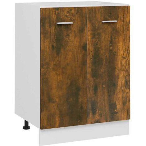 Armoire de plancher,Meuble de Cuisine Rangement Chêne fumé 60x46x81,5 cm Bois d'ingénierie -17883