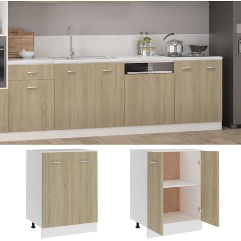 Armoire de plancher,Meuble de Cuisine Rangement Chêne sonoma 60x46x81,5 cm Aggloméré -36035