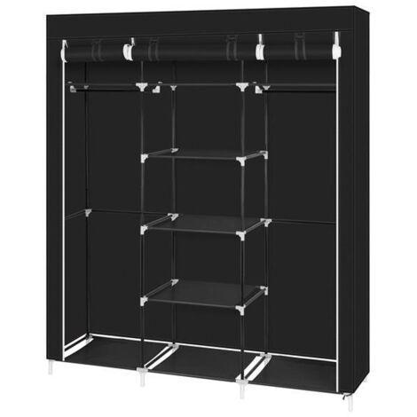 Armoire de Rangement, 15045175 CM,Penderie Portable avec Barre de Suspension, Porte-vêtements Pliable, Vestiaire, Chambre, Salle d’étude,NOIR