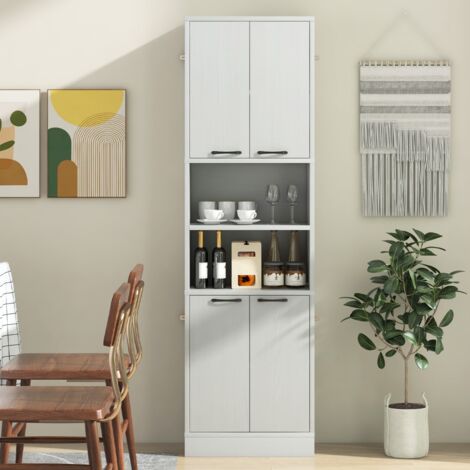 Armoire de Rangement 190 cm Haut Portes Étagères Charnières Sécurité Kits Anti-basculement Chêne Blanc