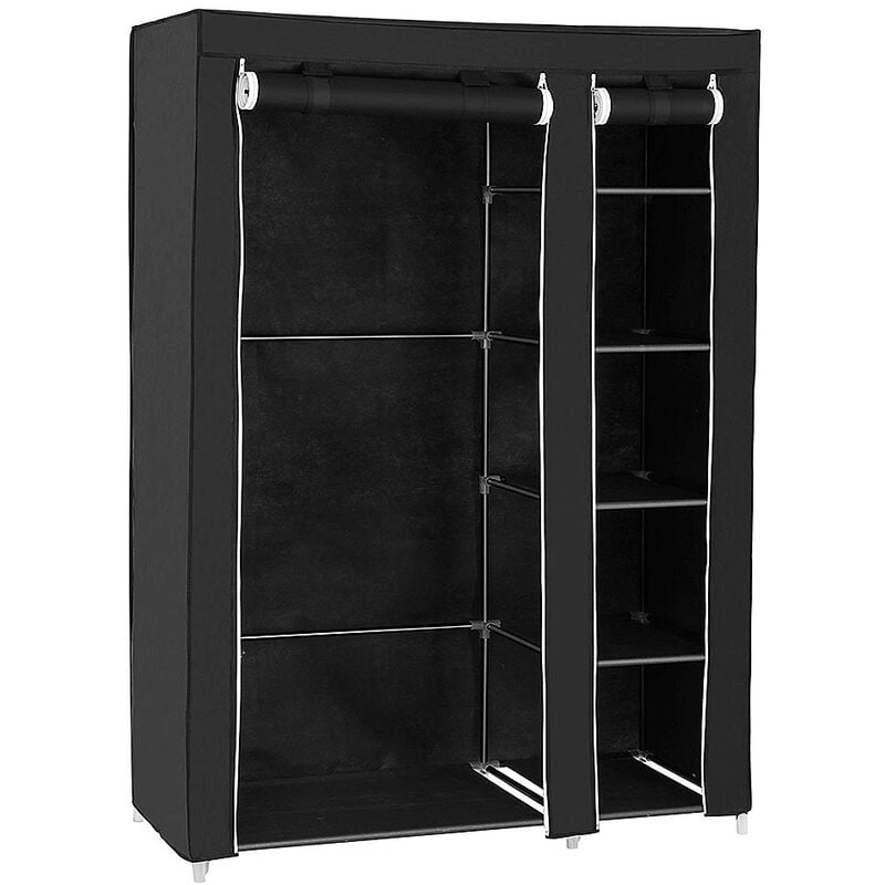 Armoire de Rangement, 2 Portes, 172 x 105 x 43 cm, Noir, Poids: 3 kg
