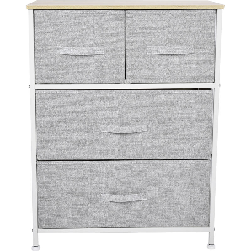 Kkmoon - Armoire de rangement 3 étages avec 4 tiroirs en tissu - Tour de rangement amovible pour salon ou maison