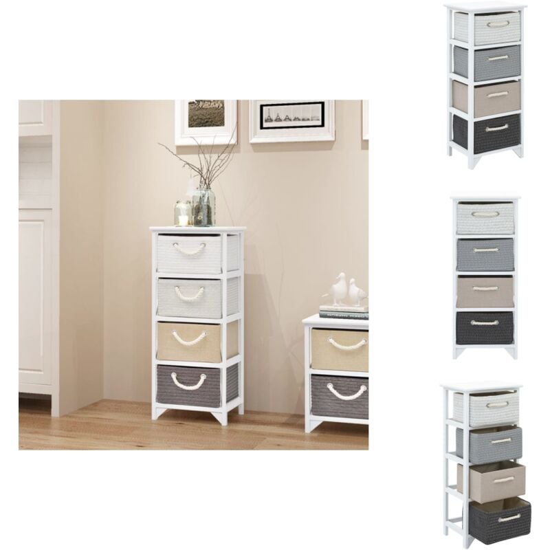 Armoire de rangement 4 tiroirs Bois - Meuble De Rangement - Armoire - Commode - Meuble Rustique - Armoire Blanche