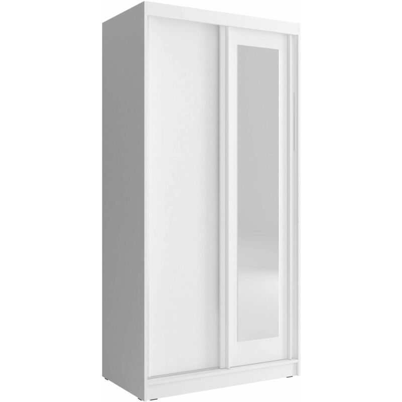 Bim Furniture - Armoire de rangement alaska 100 cm avec 2 Portes Coulissantes Miroir Blanc Mat Bim Furniture - Armoire de rangement alaska 100 cm avec 2 Portes Coulissantes Miroir Blanc Mat