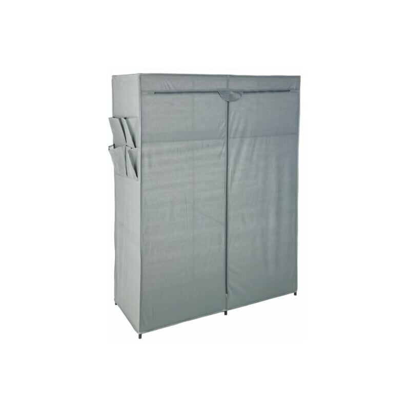 pegane - armoire de rangement avec 2 penderies et 2 étagères coloris gris anthracite - longueur 110 x profondeur 46 x hauteur 155 cm