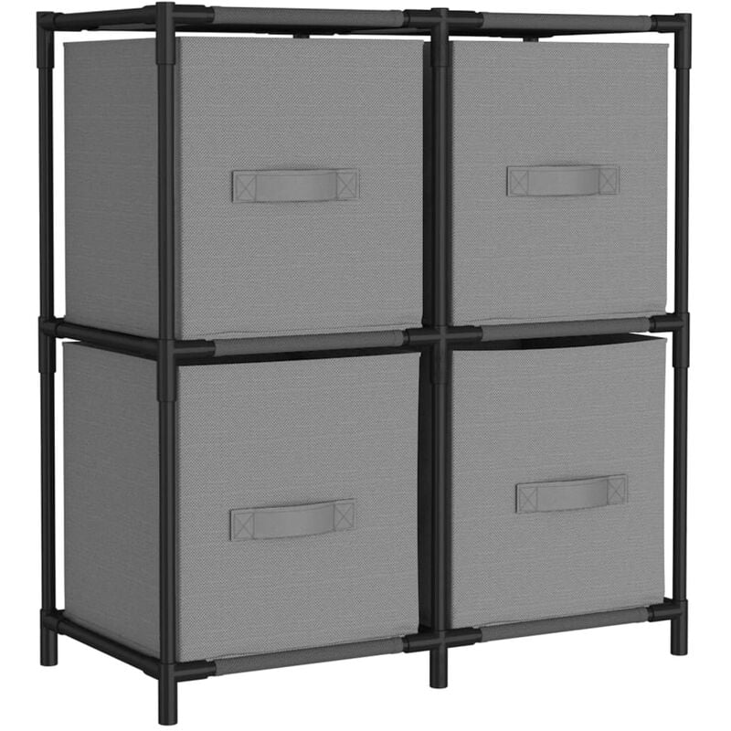 Armoire de rangement 4 paniers en tissu Gris 63x30x71 cm Acier Vidaxl