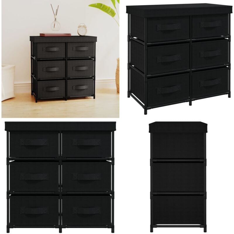 Armoire de rangement avec 6 tiroirs 55x29x55 cm Noir Acier - Meuble De Rangement - Armoire De Rangement - Commode - Unité De Rangement - Tiroir