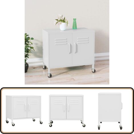 Armoire de rangement Blanc 60x35x56 cm Acier - Meuble De Rangement - Armoire Blanche - Armoire Métallique - Meuble Acier - Rangement Salle De Séjour