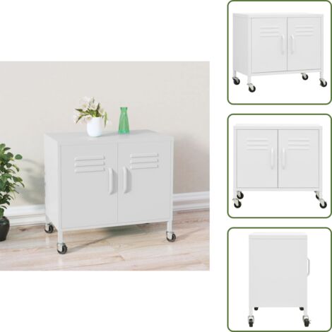 Armoire de rangement Blanc 60x35x56 cm Acier - Meuble De Rangement - Armoire Blanche - Armoire Métallique - Meuble Acier - Rangement Salle De Séjour