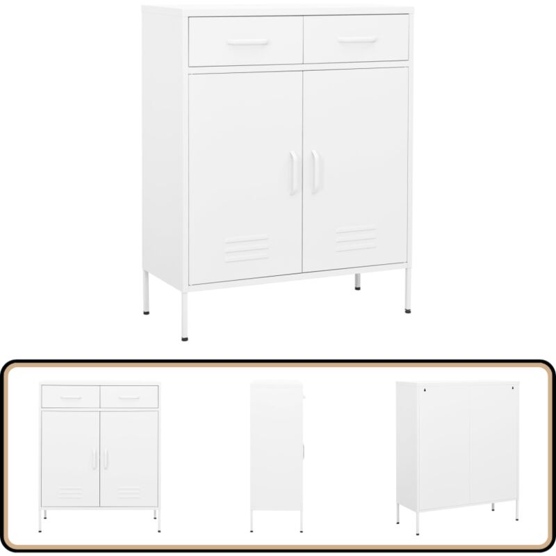 Vidaxl - Armoire de rangement Blanc 80x35x101,5 cm Acier - Meuble De Rangement - Armoire Blanche - Armoire Métallique - Rangement Salle De Séjour