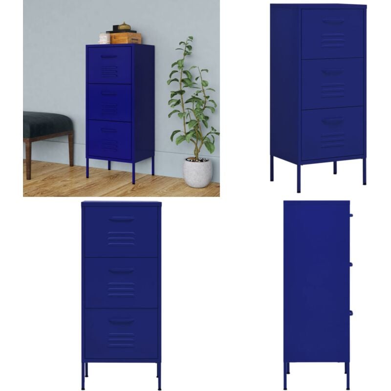 Armoire de rangement Bleu marine 42,5x35x101,5 cm Acier - Meuble De Rangement - Armoire De Rangement - Armoire Bleue - Meuble Acier - Commode - Home